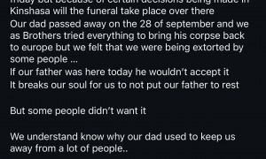 离谱！亲戚们拿卢卡库父亲遗体勒索 要求他支付更多钱