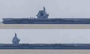 谜一样的舰岛震撼亮相！中国12万吨核航母曝光，技术已超越美国福特号？