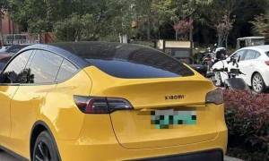 网友路遇特斯拉“变身”小米汽车，交警：可处300元以下罚款或警告